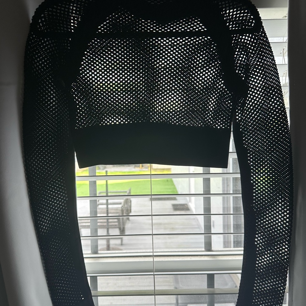 Ivy Park Black Mesh Long Sleeve Crop Top